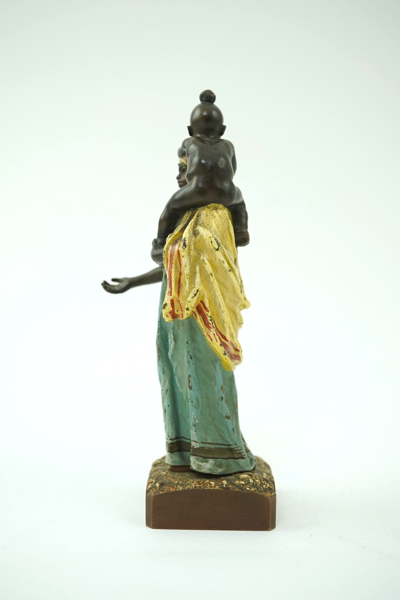 Franz Xavier Bergman (Austrian, 1861-1936). A Viennese cold painted bronze figure of a Moorish female beggar and child